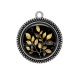 Pendentif Cabochon Argent - feuille 