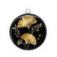 Pendentif Cabochon Argent - feuille 