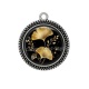 Pendentif Cabochon Argent - feuille 