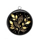 Pendentif Cabochon Argent - feuille 