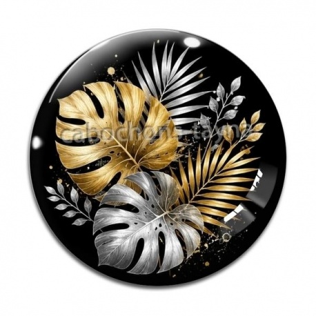 Cabochon Verre - feuille exotique 