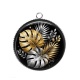 Pendentif Cabochon Argent - feuille exotique 