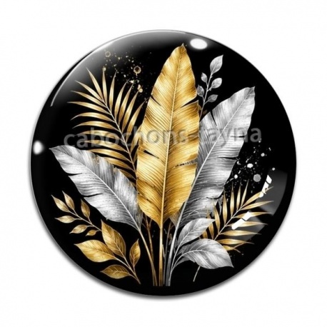 Cabochon Verre - feuille exotique 
