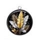 Pendentif Cabochon Argent - feuille exotique 