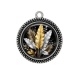 Pendentif Cabochon Argent - feuille exotique 