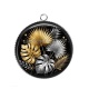 Pendentif Cabochon Argent - feuille exotique 