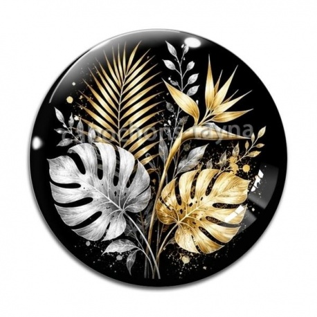 Cabochon Verre - feuille exotique 