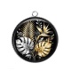 Pendentif Cabochon Argent - feuille exotique 