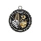 Pendentif Cabochon Argent - feuille exotique 