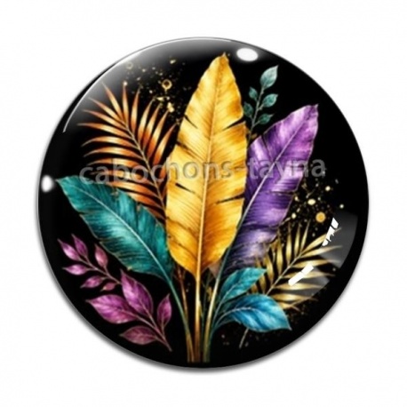 Cabochon Verre - feuille exotique 