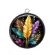 Pendentif Cabochon Argent - feuille exotique 