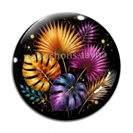 Cabochon Verre - feuille exotique 