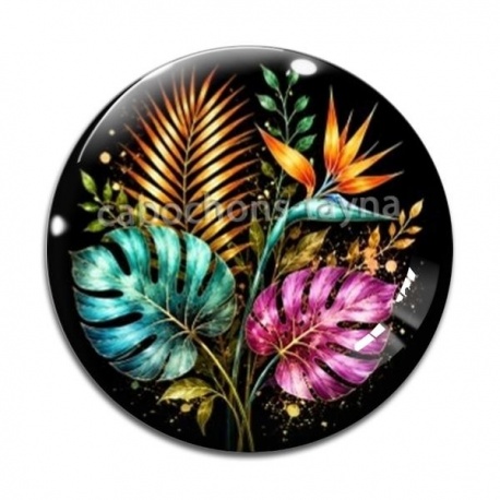 Cabochon Verre - feuille exotique 