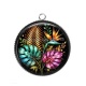 Pendentif Cabochon Argent - feuille exotique 