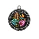 Pendentif Cabochon Argent - feuille exotique 
