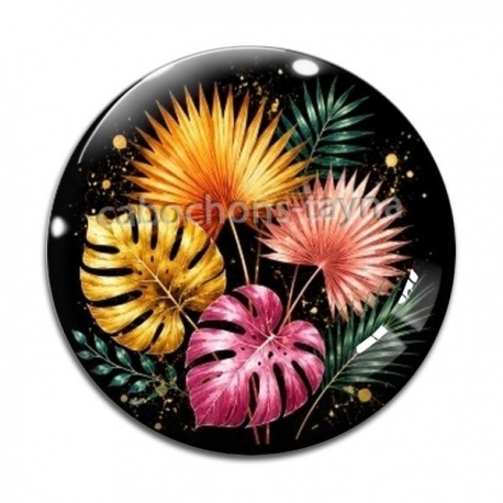 Cabochon Verre - feuille exotique 