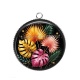 Pendentif Cabochon Argent - feuille exotique 