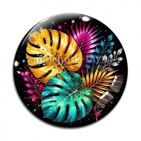 Cabochon Verre - feuille exotique 