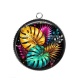 Pendentif Cabochon Argent - feuille exotique 