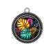 Pendentif Cabochon Argent - feuille exotique 