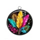 Pendentif Cabochon Argent - feuille exotique 