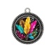 Pendentif Cabochon Argent - feuille exotique 