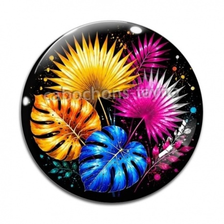 Cabochon Verre - feuille exotique 