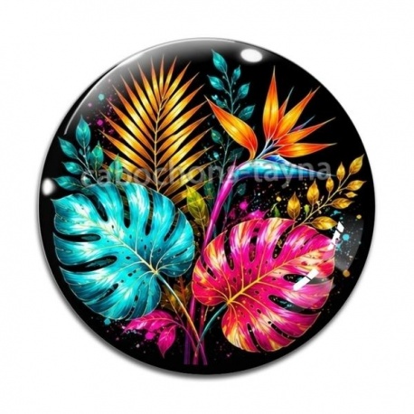 Cabochon Verre - feuille exotique 