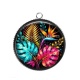 Pendentif Cabochon Argent - feuille exotique 