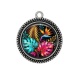 Pendentif Cabochon Argent - feuille exotique 