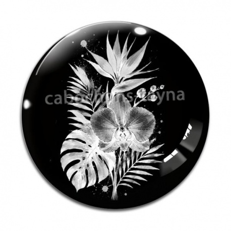 Cabochon Verre - fleur exotique 