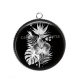 Pendentif Cabochon Argent - fleur exotique 
