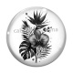 Cabochon Verre - fleur exotique 