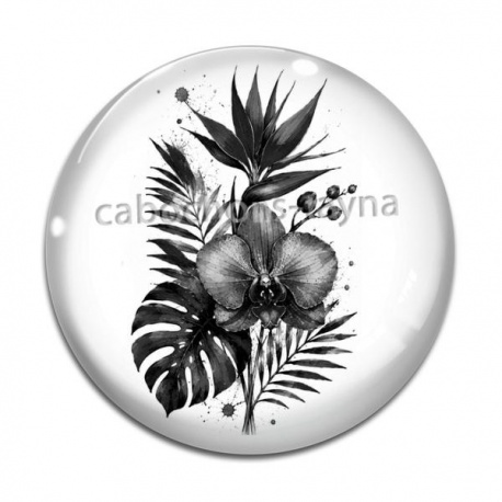 Cabochon Verre - fleur exotique 