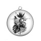 Pendentif Cabochon Argent - fleur exotique 