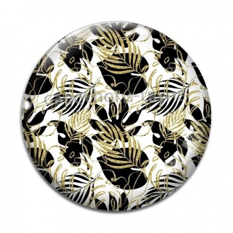 Cabochon Verre - feuille exotique 