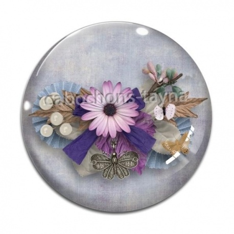 Cabochon Verre - fleur