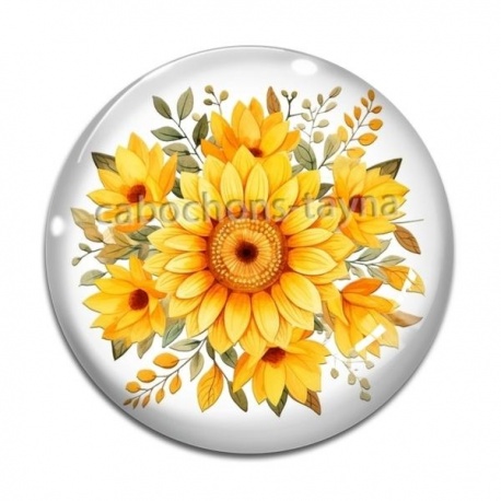 Cabochon Verre - tournesol