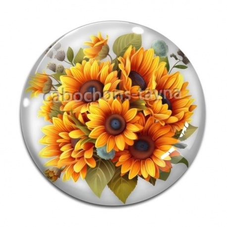 Cabochon Verre - tournesol