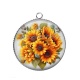 Pendentif Cabochon Argent - tournesol