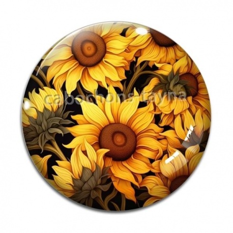 Cabochon Verre - tournesol