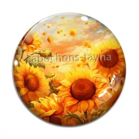 Cabochon Verre - tournesol