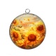 Pendentif Cabochon Argent - tournesol