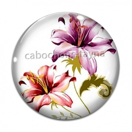 Cabochon Verre - fleur exotique