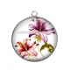 Pendentif Cabochon Argent - fleur exotique