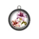 Pendentif Cabochon Argent - fleur exotique