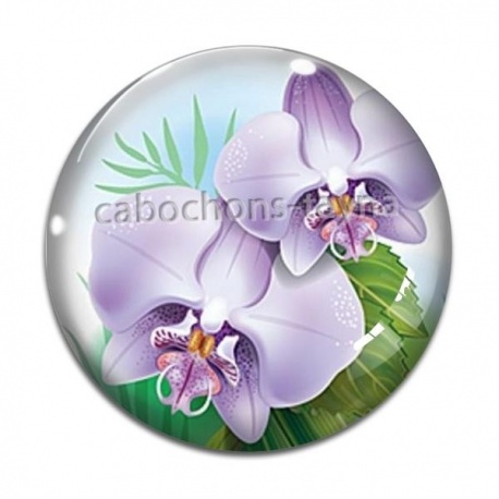 Cabochon Verre - fleur exotique