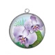 Pendentif Cabochon Argent - fleur exotique