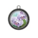Pendentif Cabochon Argent - fleur exotique