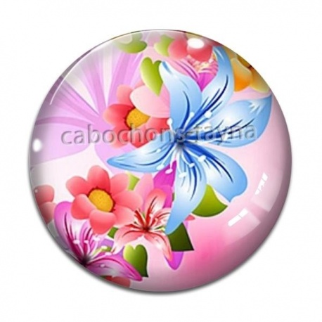 Cabochon Verre - fleur exotique